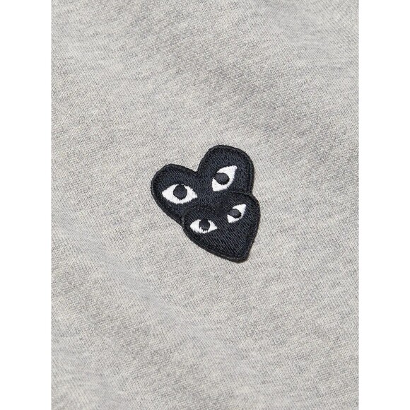 COMME DES GARCONS CDG PLAY GRAY FULL ZIP HOODIE WITH BLACK HEART SIZE S - Picture 2 of 13
